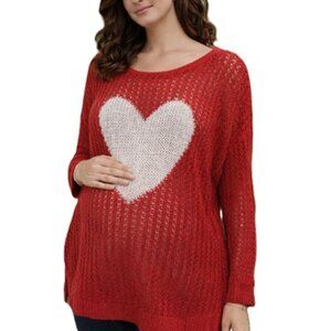MOTHERHOOD   RED -WHITE LONGSLEEVES MATERNITY TUNIC SWEATER TOP SIZE: M